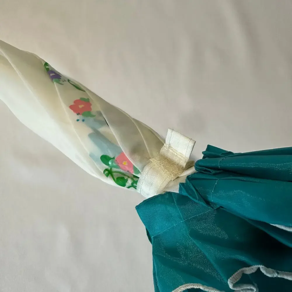 Vintage 'Beth' Dalmatian Custom Painted Blue Ruffle Trim Umbrella